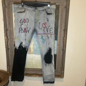 Valabasas graffiti custom jeans